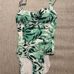 Leaf Print Green One Piece Swimsuit